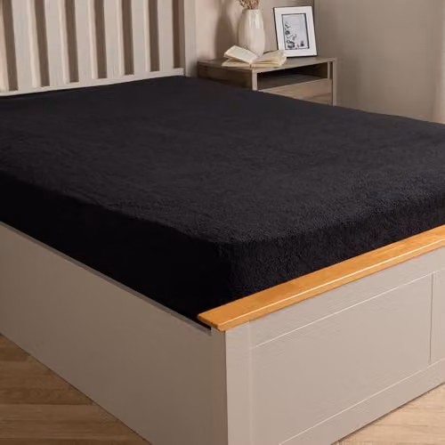 Brentfords Teddy Fleece Thermal Fitted Sheet, Black, W/D/H: 140 x 200 cm – 4