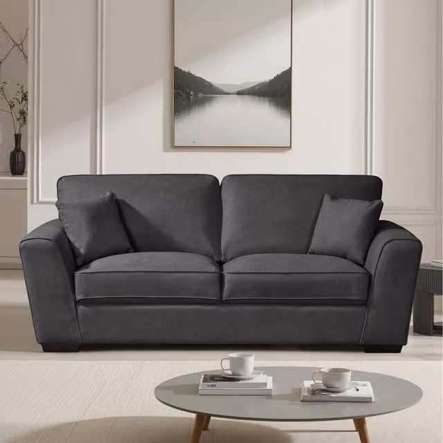 Artemis Home Mellette 3 Seat Soft Fabric Sofa in Grey