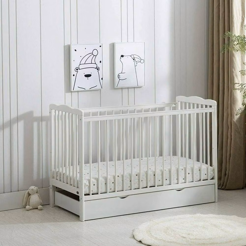 FORGEVIO Brooklyn Baby Cot Crib in White and Grey, W/D/H: 120 x 60 x 85 cm – 2