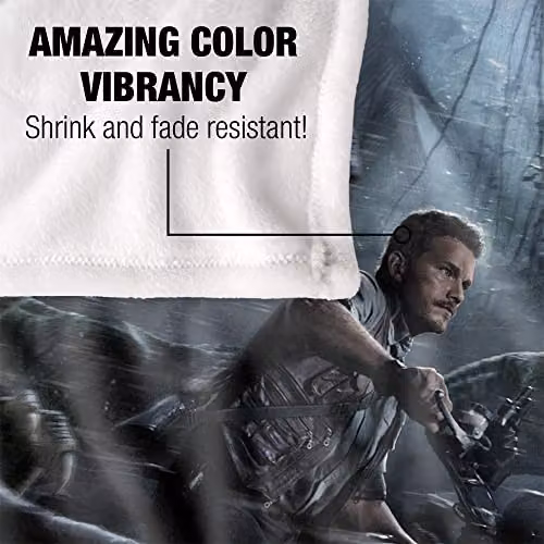 LOGOVISION Jurassic World Raptor Poster Super Soft Fleece Throw Blanket, Multicolour and White, W/D/H: 152 x 127 cm – 3