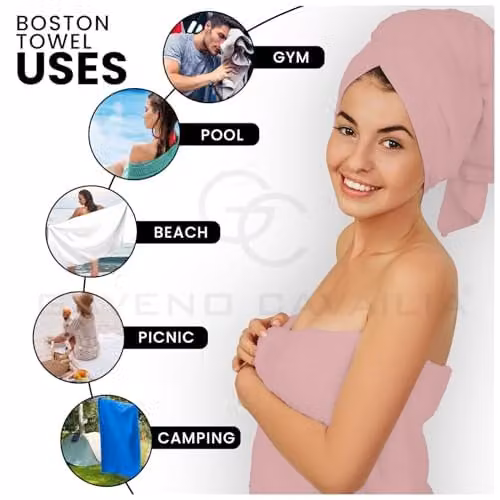 Gaveno Cavailia 8 Piece Cotton Towel Set in Blush Pink, 450 GSM Quick Dry Absorbent Towels including 4 Face Towels, 2 Hand Towels and 2 Bath Towels – 3
