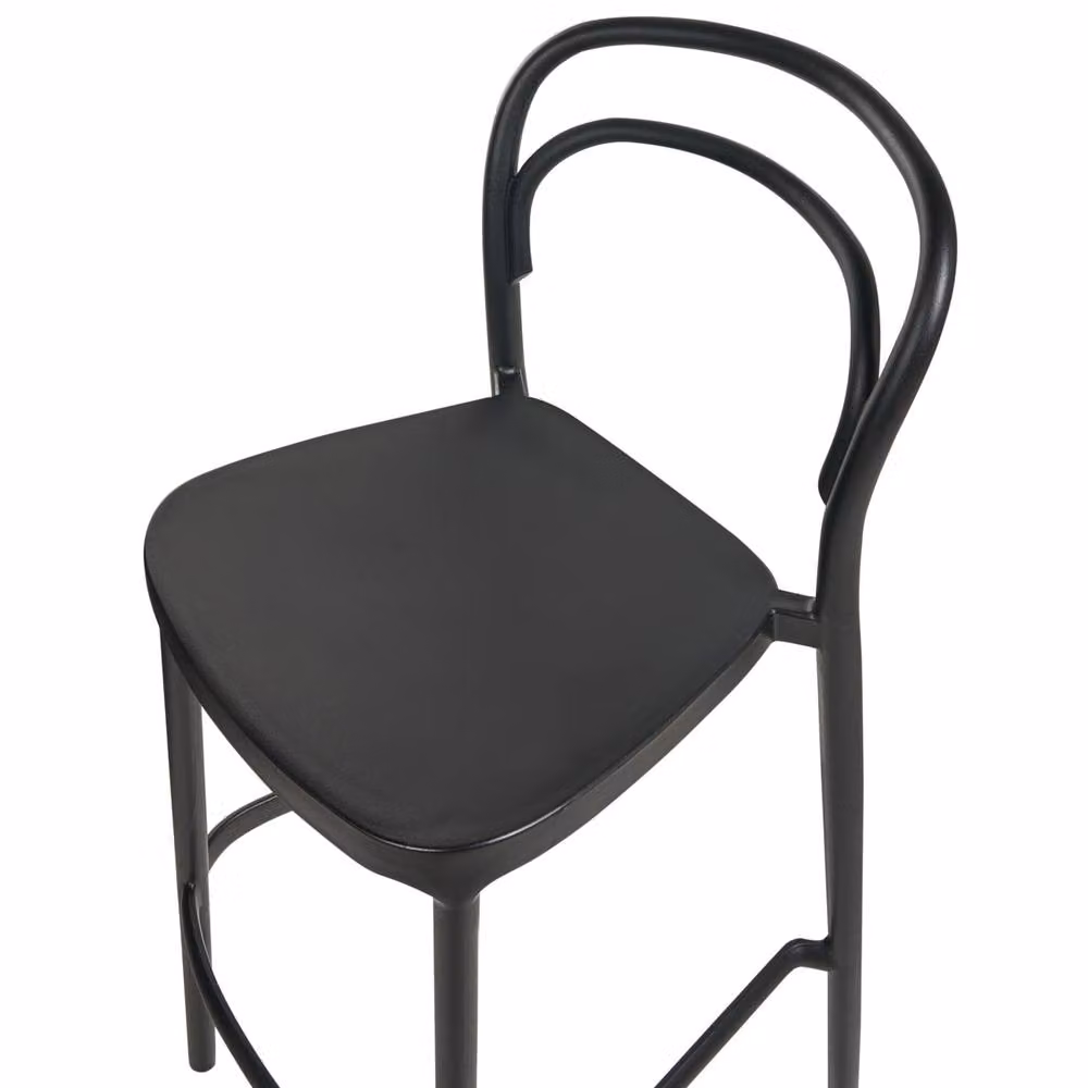 Wyld and Coco Set of 2 Black Matt Polypropylene Weather Resistant Bar Chairs – 4
