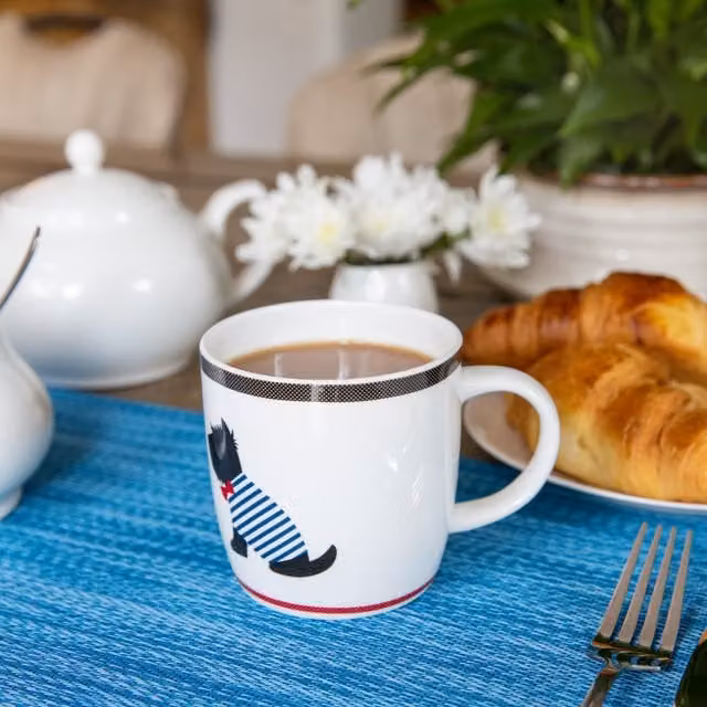 KitchenCraft China Solo Westie Ceramic Mugs, Set of 4, White