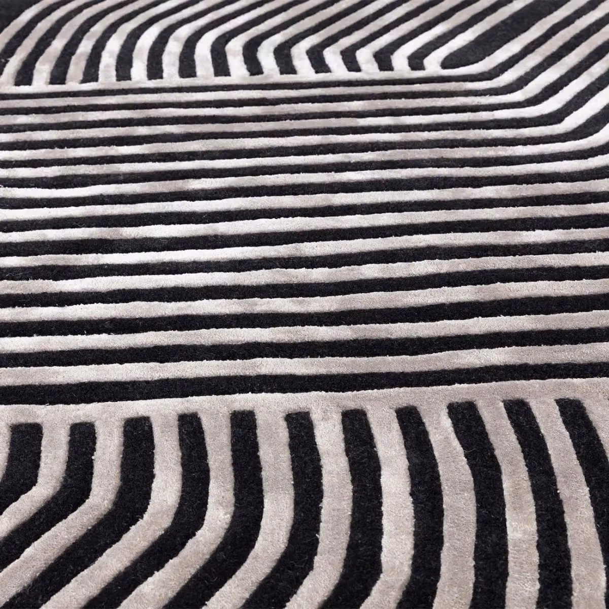 The Rug Shop UK Black Handmade Modern Striped Rectangular Area Rug, W: 160 cm, L: 230 cm – 3