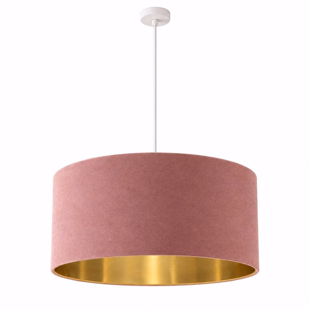 CGC Lighting Milano Oversized Large Cylinder Velvet Fabric Lamp Shade in Mauve and Gold – 2
