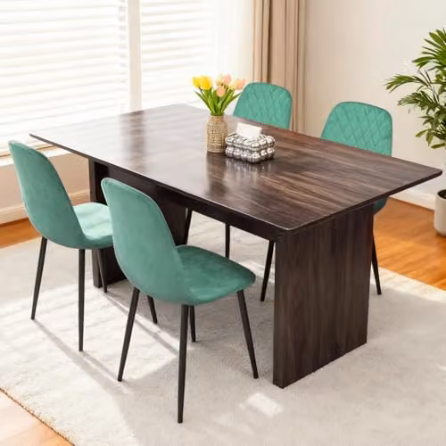 Alivio Set of 4 Green Velvet Dining Chairs with Ergonomic Curved Backrests and Metal Legs – 2