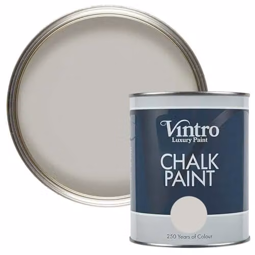 Vintro Grey Chalk Paint in Tower Bridge Light Grey, 1 Litre, Ultra Matt Finish