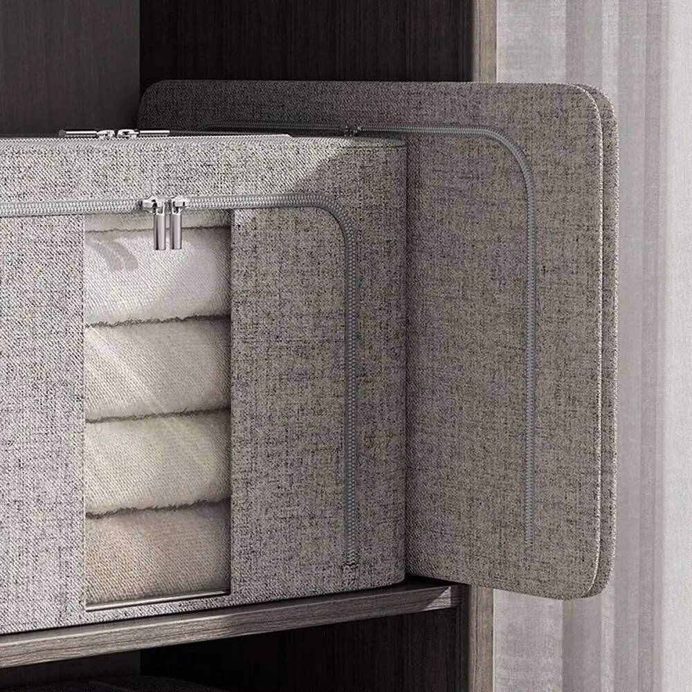KORVIXA Grey Folding Storage Box, 100L, W: 60 cm, D: 40 cm, H: 42 cm – 3