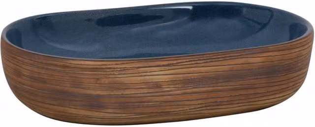 Berkfield Home Oval Ceramic Countertop Basin in Brown and Blue, W: 59 cm, D: 40 cm, H: 14 cm