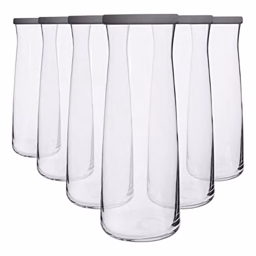 LAV Vera Glass Carafe Set with Lids, Grey, 1.2 l, Pack of 6 – 1