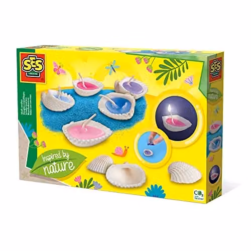 SES Creative 14033 Shell Candles Multicolour Organic Maritime Tabletop Figures