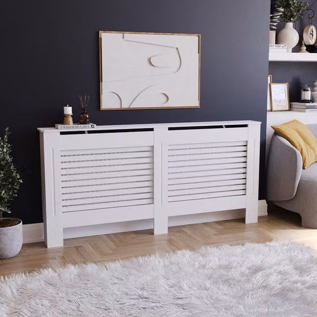Vida Designs Milton Radiator Cover in White, W/D/H: 172 x 82 x 19 cm