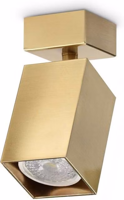 Netlighting Dynamite Square Single Spotlight in Gold Brass with 1x GU10 Socket