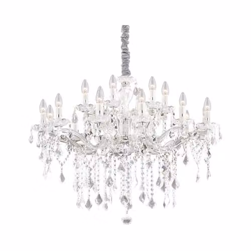 Netlighting Florian 18 Light Crystal Chandelier in Chrome and Clear Glass with E14 Bulbs