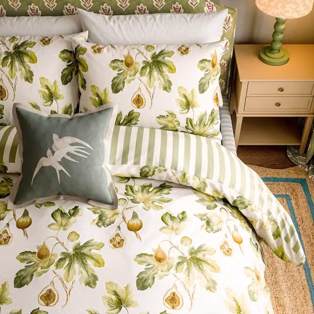 Sanderson Floral Cotton Duvet Cover and Pillowcase Set in Green and Multicolour, W: 180 cm, H: 200 cm – 3