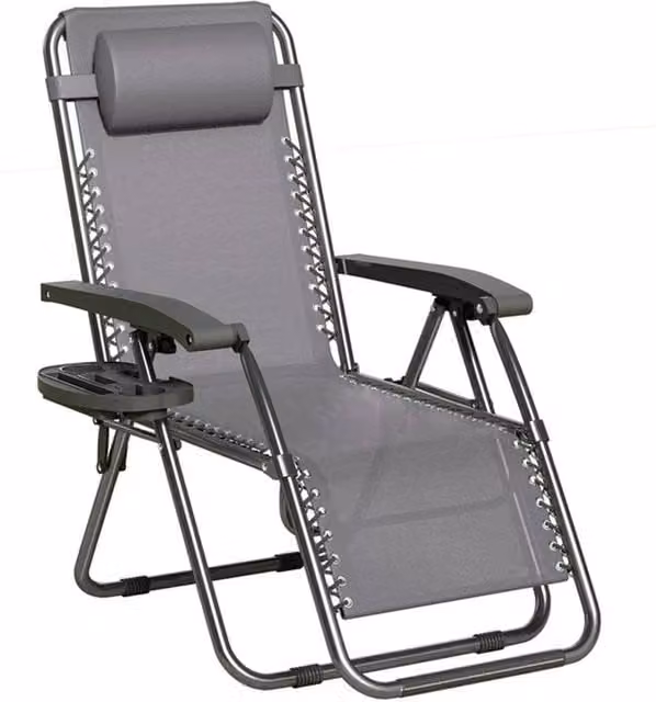 Nordara Grey Zero Gravity Chair with Textilene Fabric and Adjustable Headrest