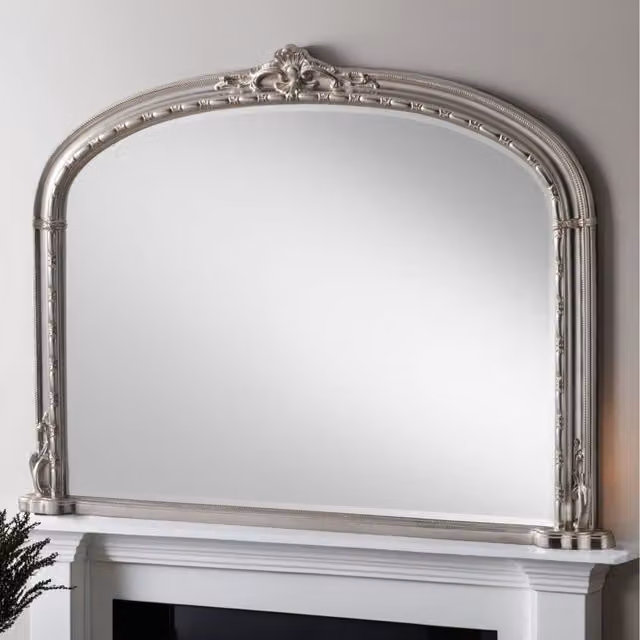Yearn Victorian Arched Bevelled Overmantle Wall Mirror in Silver