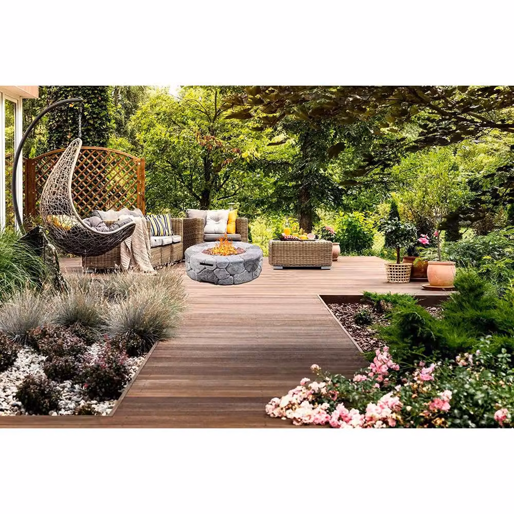 Centurion Supports KALUYA Grey Gas Fire Pit with Stone Finish – 5