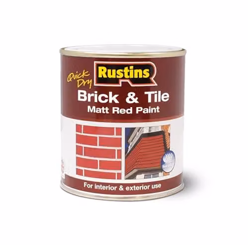 Rustins Quick Dry Brick and Tile Paint, Matt Red, 500 ml – 1