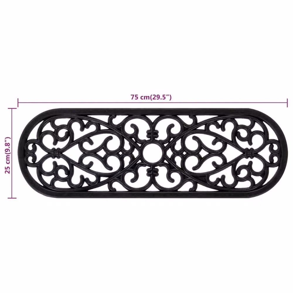 Berkfield Home Black Rubber Stair Treads, 10 Pieces, W: 75 cm, D: 25 cm