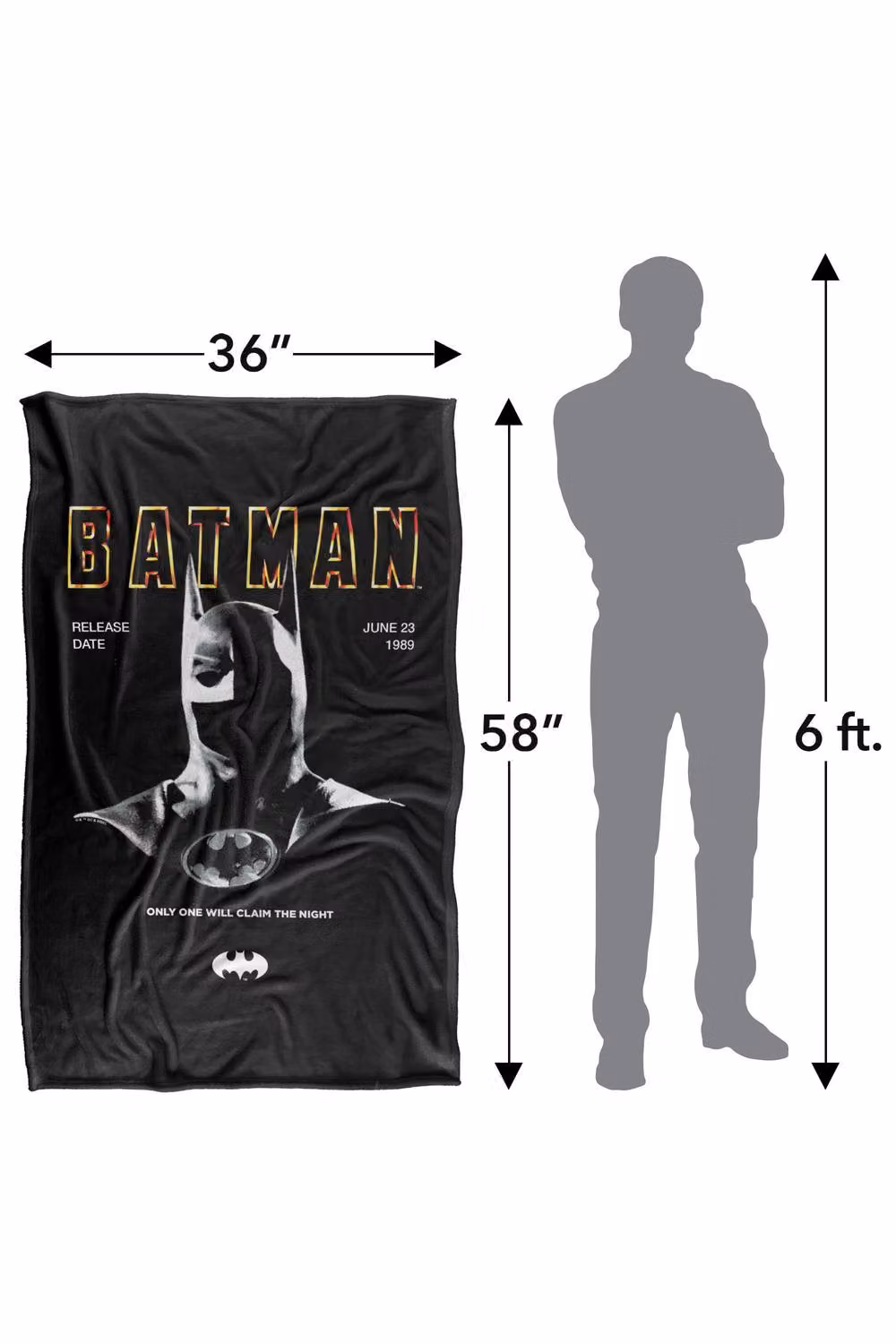 Warner Bros. Batman 1989 Cowl Super Soft Fluffy Polyester Throw Blanket in Black and Multicolour, Extra Large – 3