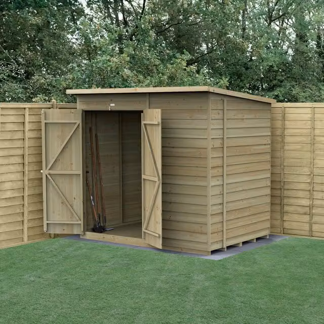 Forest Gardens Brown Wood Pent Shed with Foundation and Floor W/D/H: 213.36 x 152.4 x 150 cm
