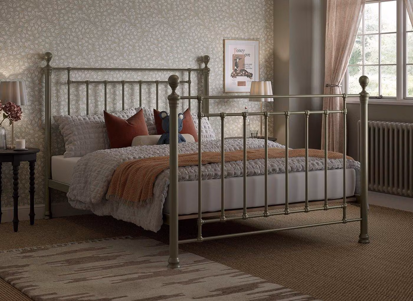 Dreams Hatti Metal Bed Frame in Gold or Green