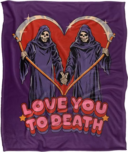 Steven Rhodes Love You To Death Super Soft Fleece Throw Blanket, Multicolour, W/D/H: 152 x 127 cm
