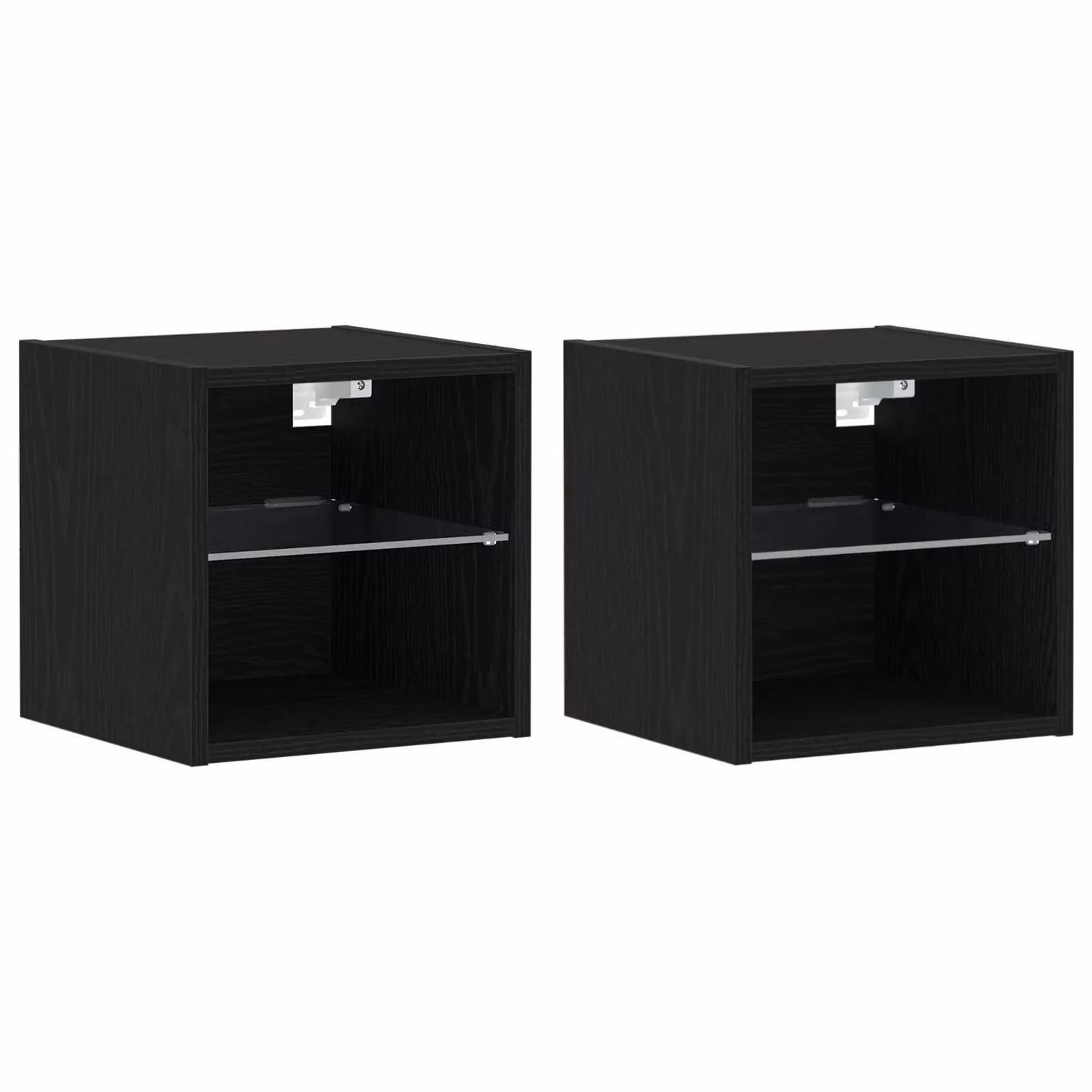 Berkfield Home Modern Wall Mounted LED TV Cabinet in Black Oak with Integrated Lighting, 2 Pieces, W/D/H: 30 x 28.5 x 30 cm – 1