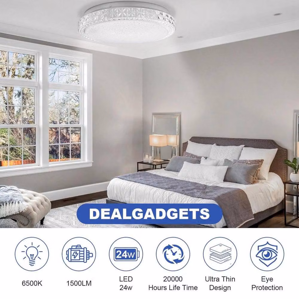 NESTLUNE 24W Round LED Ceiling Light Panel Downlight in White – 4