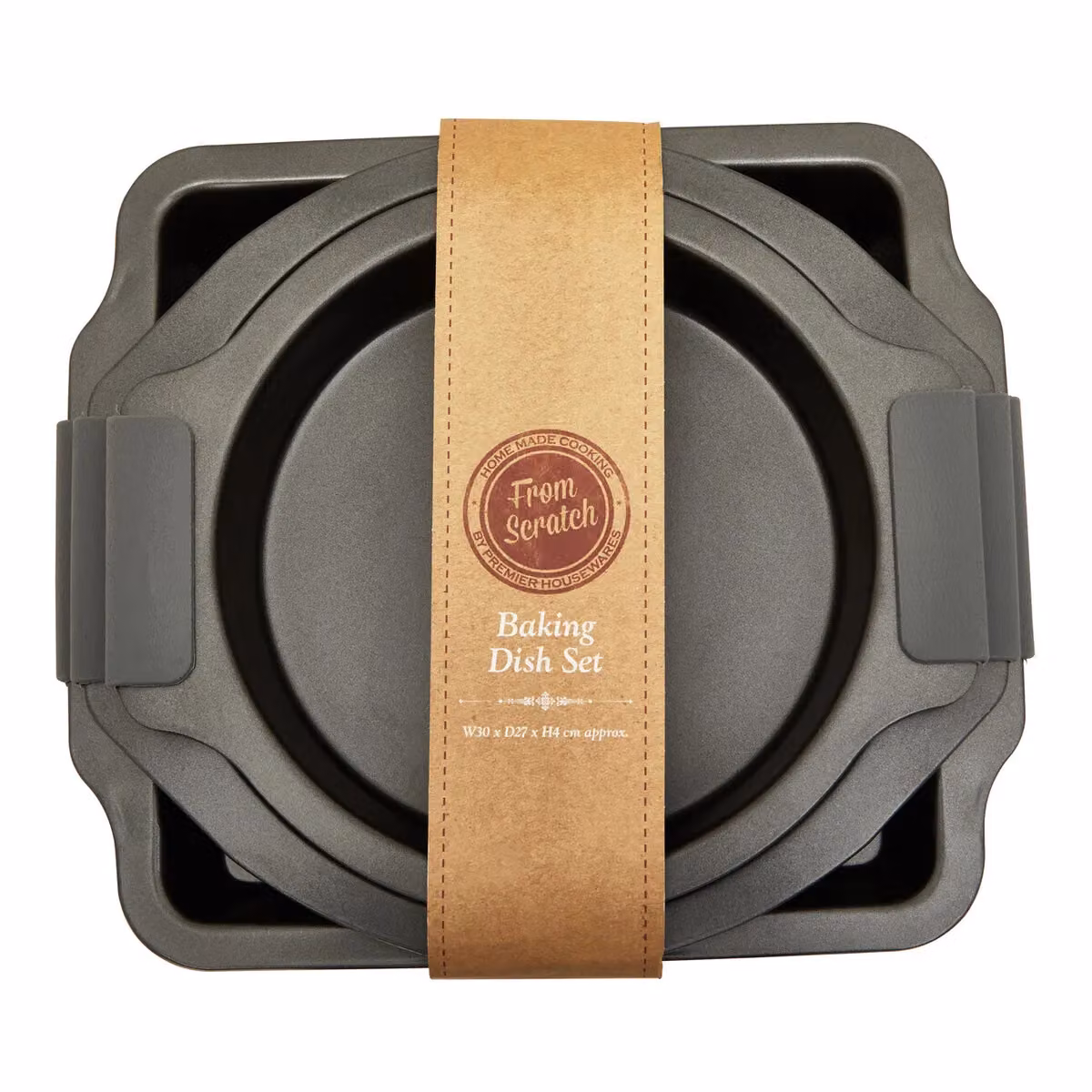 Orsina Set of 3 Non-Stick Carbon Steel Round Roasting and Baking Dishes with Handles, Grey – 4