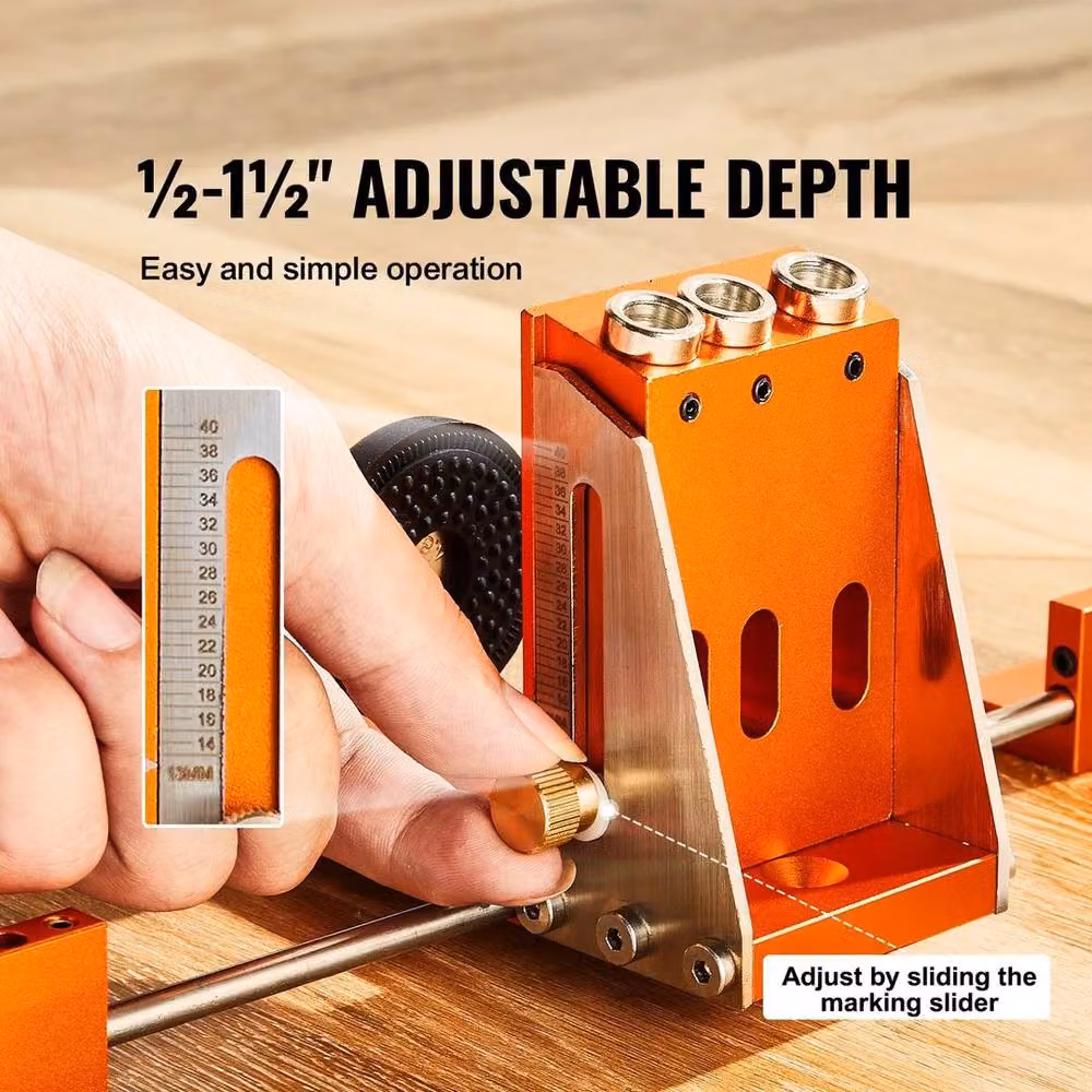 NESTLUNE Pocket Hole Jig Kit Joinery Woodworking System with Adjustable Depth, Orange – 4
