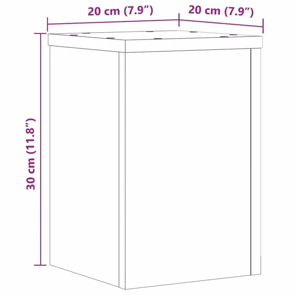 Berkfield Home Set of 2 Modern Square Tabletop Plant Stands in Brown Engineered Wood, W/D/H: 20 x 20 x 30 cm – 5