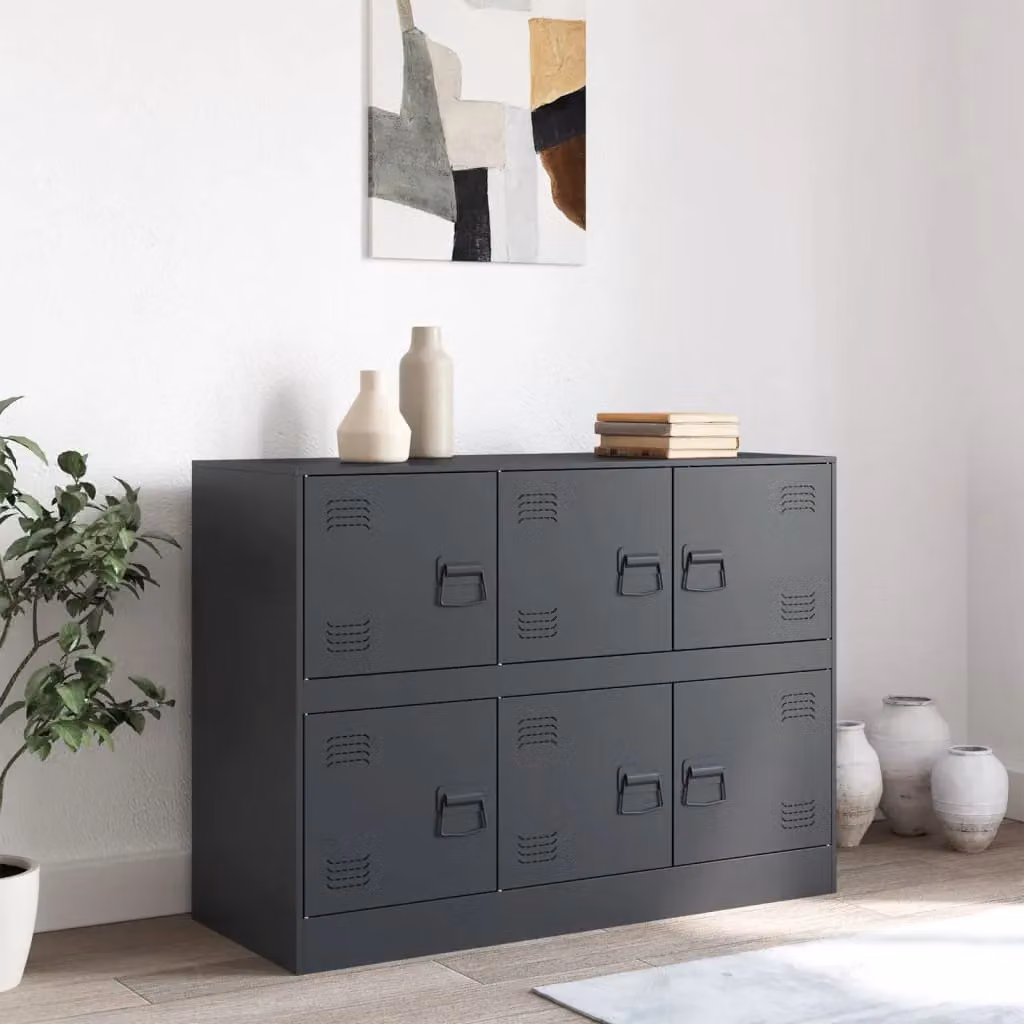 Berkfield Home Anthracite Industrial Metal Sideboard, W/D/H: 99 x 39 x 73 cm – 2