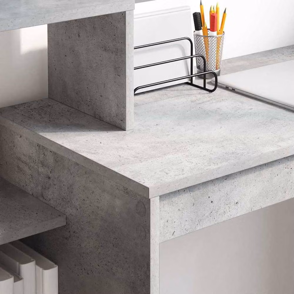 Berkfield Home Writing Desk in Grey Concrete-effect Laminate and Engineered Wood – 3