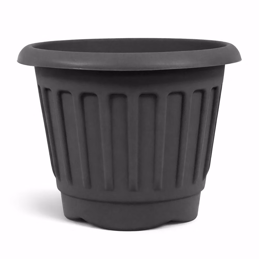Simpa Set of 2 Round Chunky Plastic Planter Tubs in Black – 5