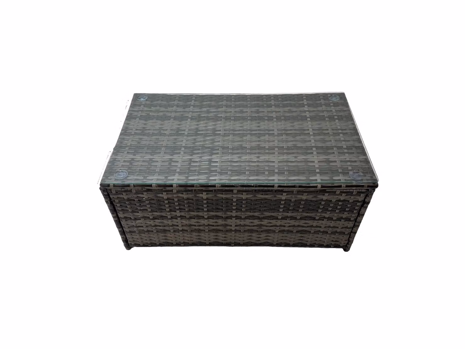 Fimous L-Shape Outdoor Garden Furniture Set in Grey with 3-Seater Sofa, Oblong Coffee Table and Side Table