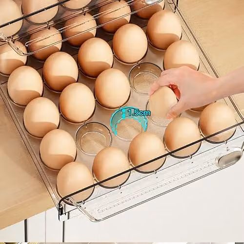 Hygrad 2 Tier Stackable Egg Storage Organiser for Fridge and Kitchen Countertop, Transparent – 5