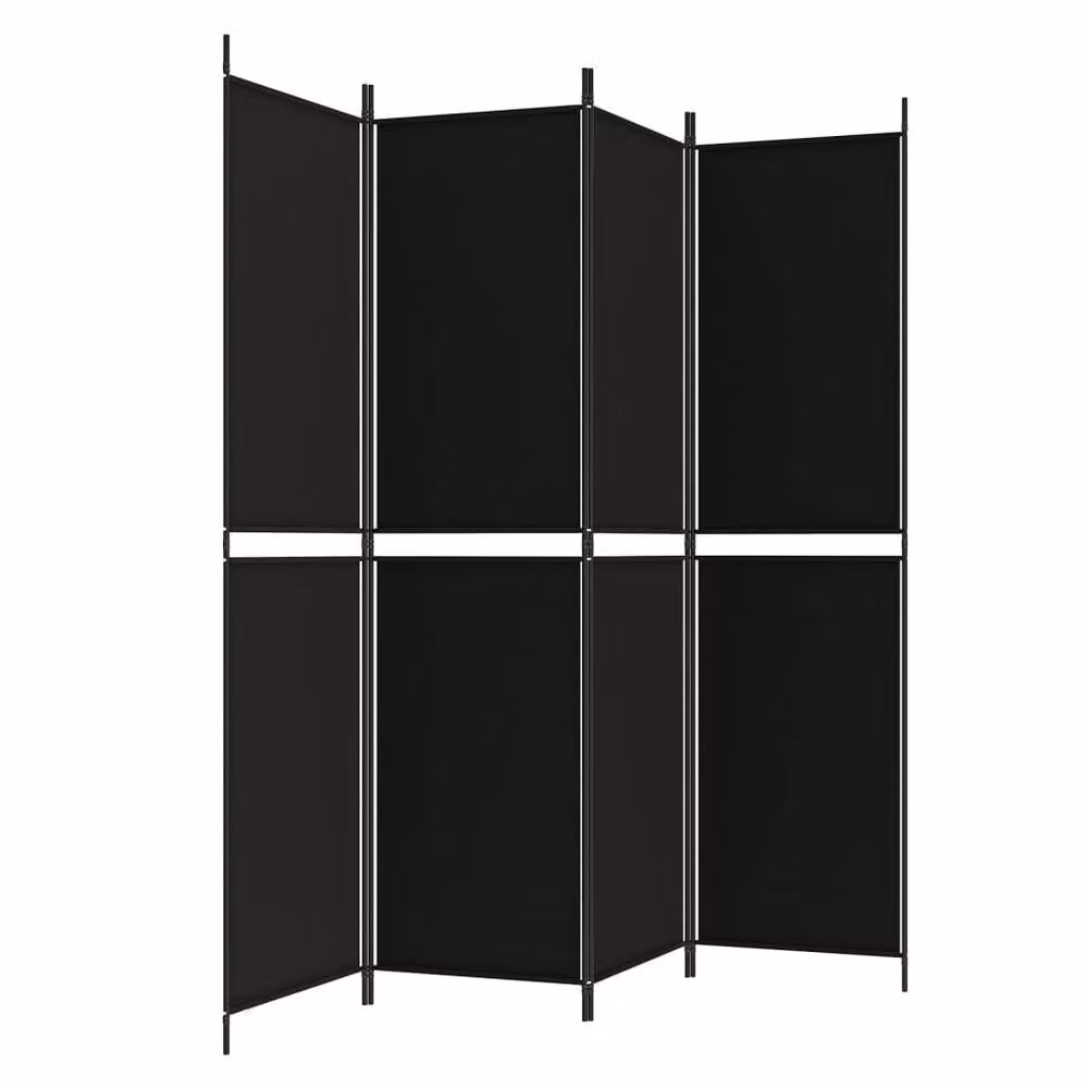 Berkfield Home 4-Panel Fabric Room Divider in Black, W/H: 200 x 200 cm – 3