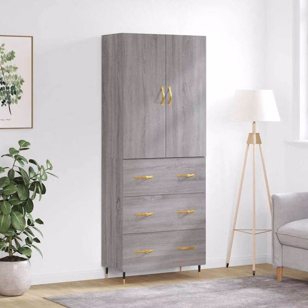 Berkfield Home Grey Sonoma Highboard in Engineered Wood, H 180 x W 69.5 x D 34 cm – 2