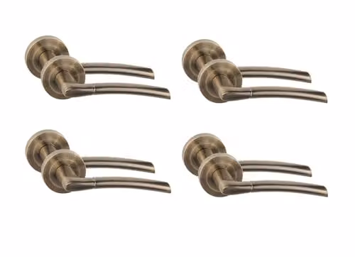 Golden Grace Indiana Design Metal Door Handles in Antique Brass, 4 Pairs
