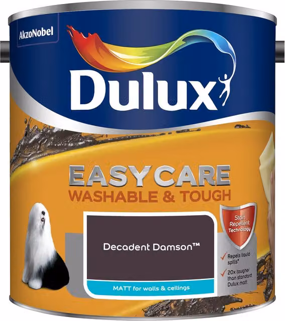 Dulux Easycare Washable and Tough Matt Emulsion Paint in Decadent Damson Purple, 2.5L – 1