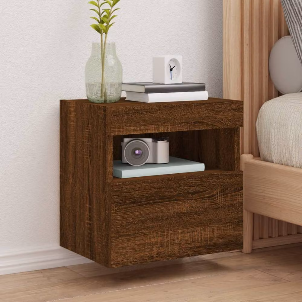 Berkfield Home Modern Wall Mounted TV Cabinet with Integrated LED Lights in Brown Oak, W/D/H: 40 x 30 x 40 cm – 2