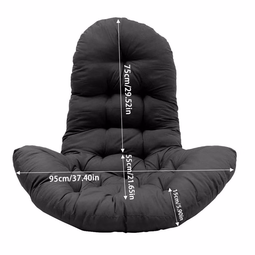 EONLION Black Round Egg Chair Cushion Seat Pad, Diameter: 100 cm – 2