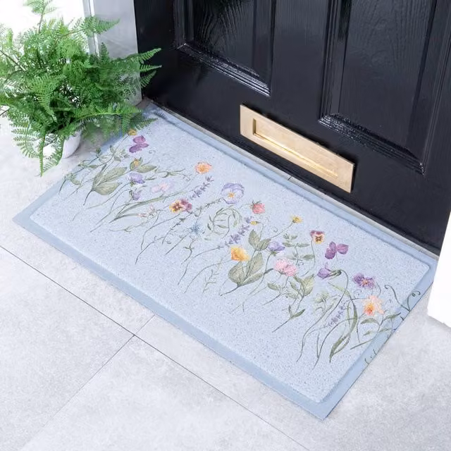 Artsy Mats Blue Wild Flowers Floral Doormat, W: 60 cm, D: 90 cm – 1