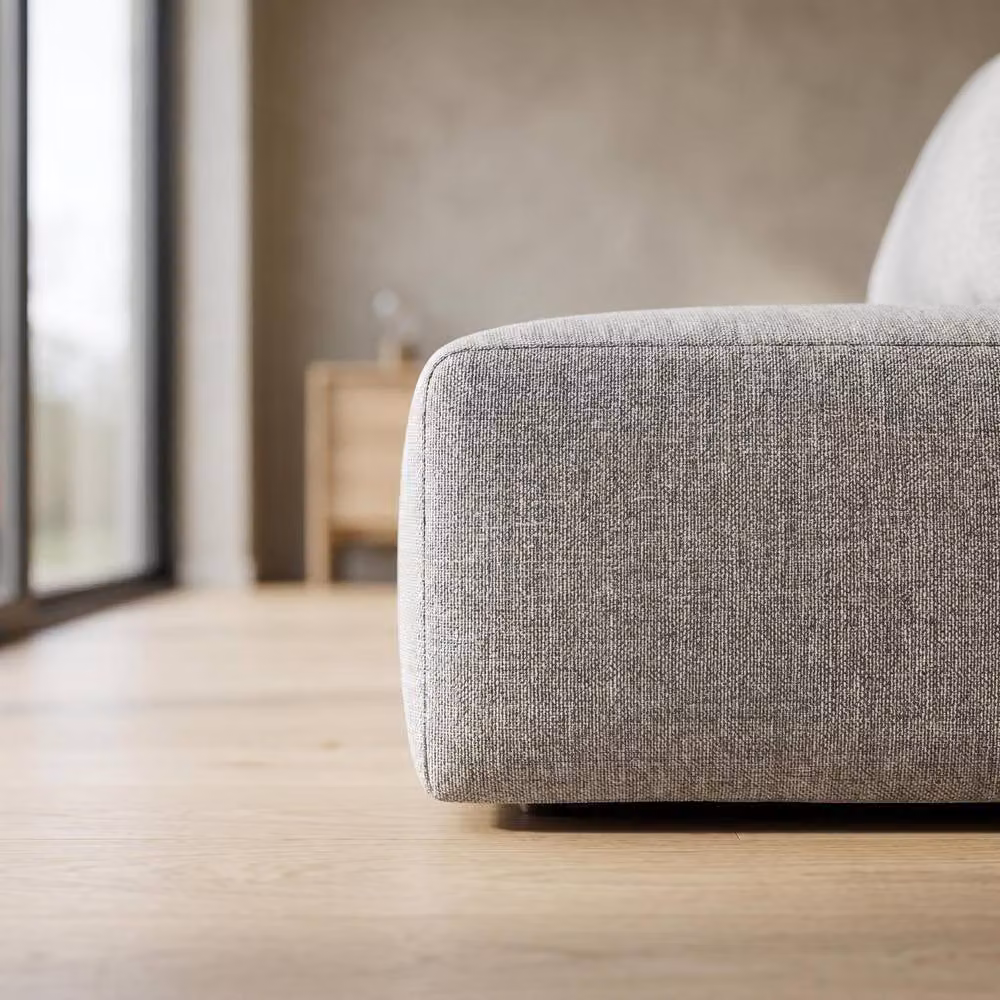 Abakus Direct Tokyo Right Corner Seat in Light Grey Brushed Tweed Fabric with Deep Seat – 3