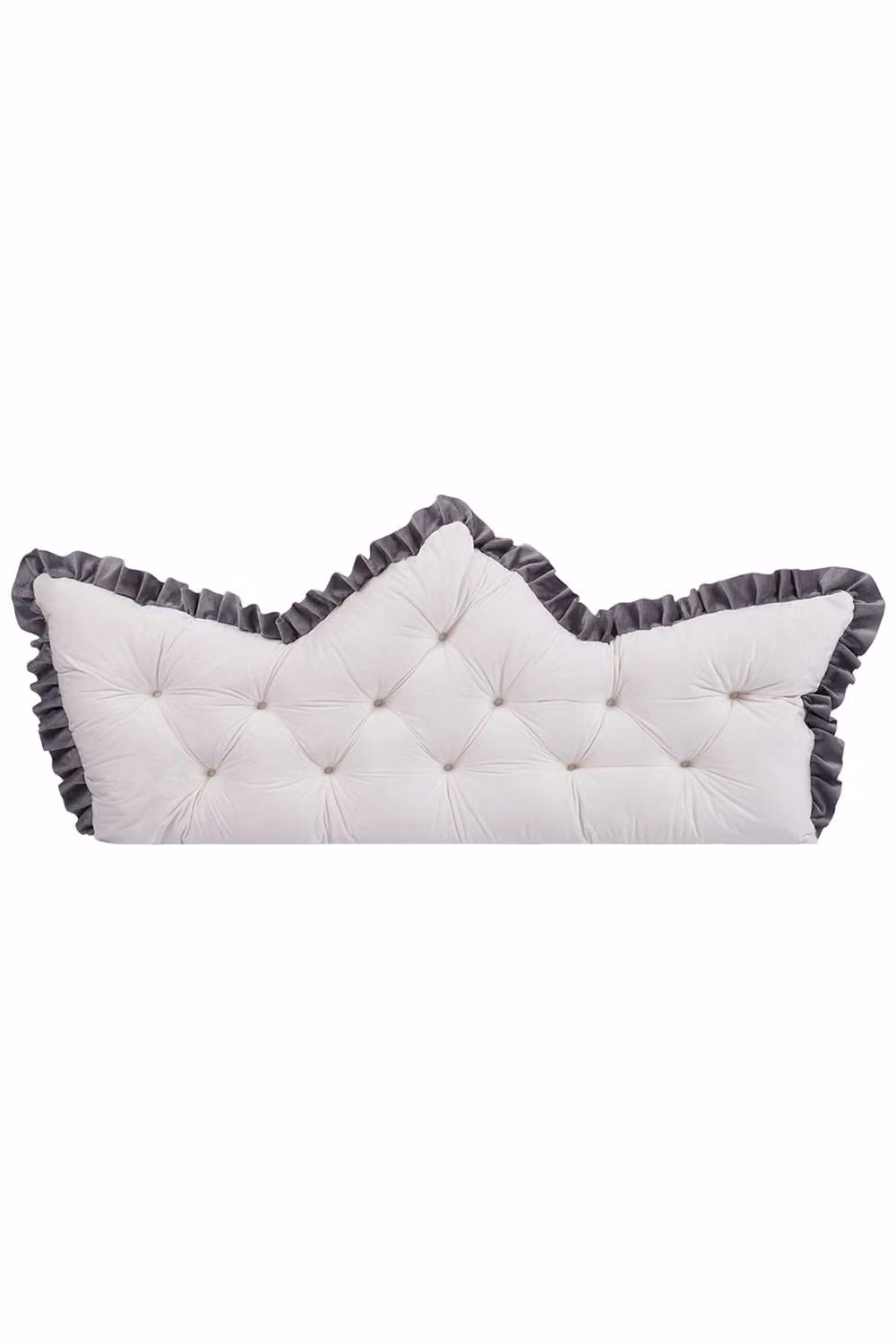 Living and Home Crown-Shaped Ruffled Bed Headboard Pillow in White, Small – 3
