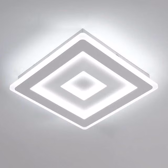 Goeco Square LED Ceiling Light, White, W: 28 cm, 36 W, 6500 K – 1