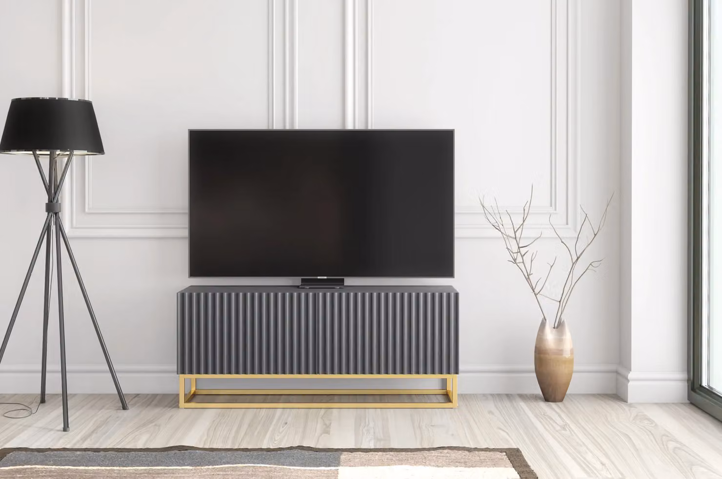 Creative Furniture Ripple TV Unit in Grey and Gold, W/D/H: 100 x 45 x 35 cm – 4