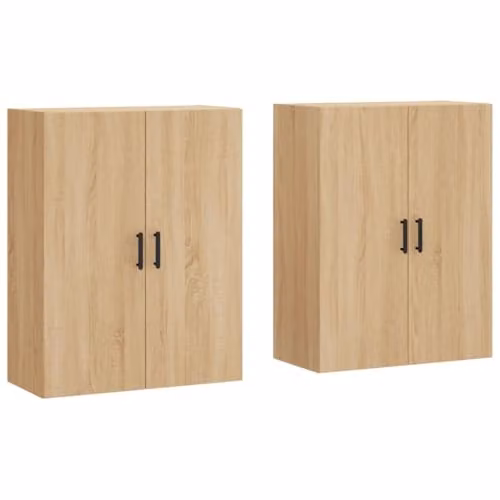 vidaXL Set of 2 Wall Mounted Cabinets in Sonoma Oak, W/D/H: 69.5 x 34 x 90 cm